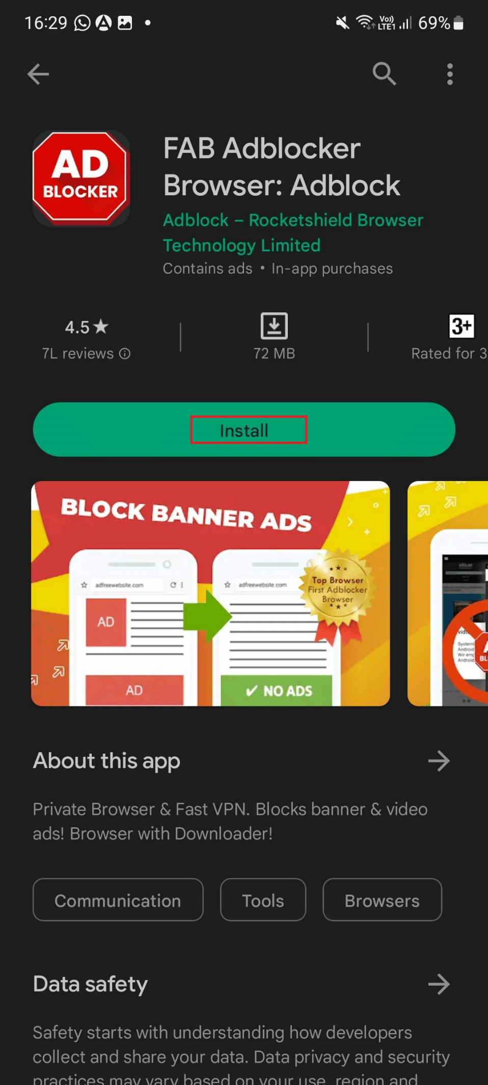 install option for app