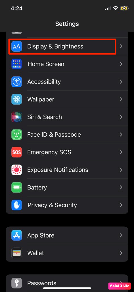 tap on display & brightness