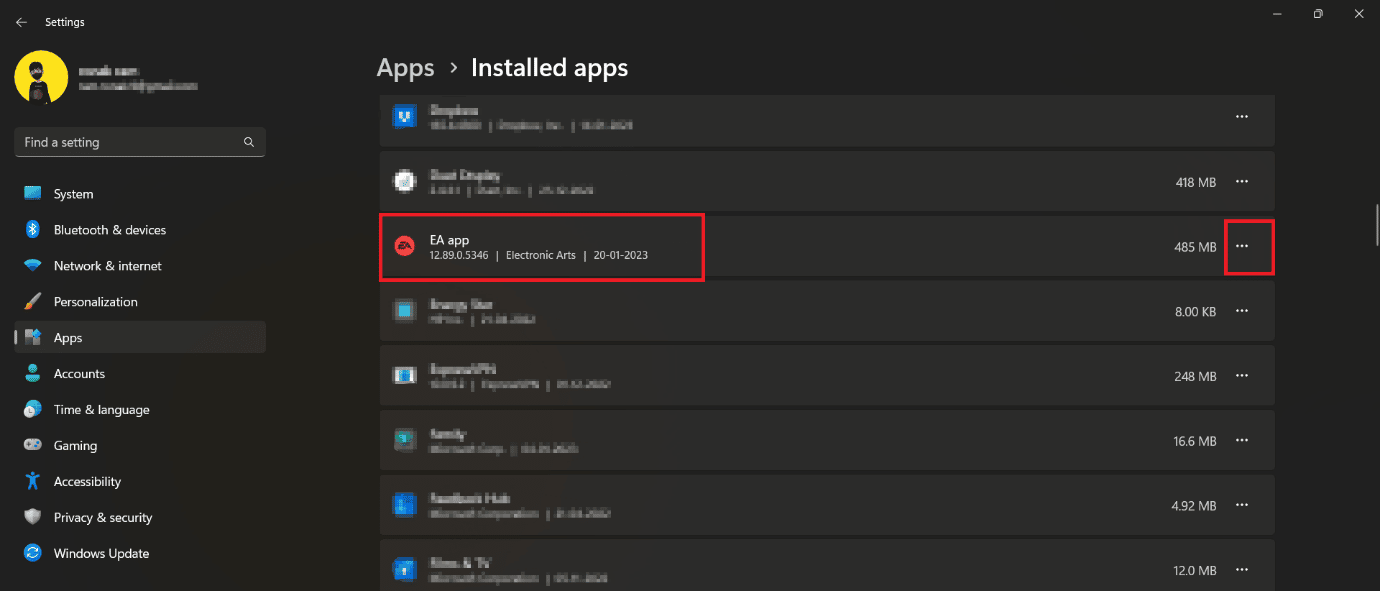 Click on the three dots beside the app name. 11 Ways to Fix Apex Game Security Violation Detected Error