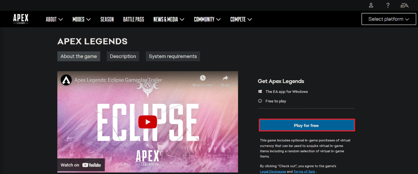 Click on Play for free