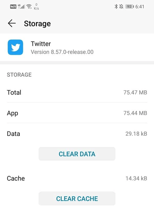 Tap on CLEAR CACHE