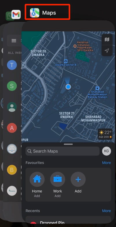 close maps app