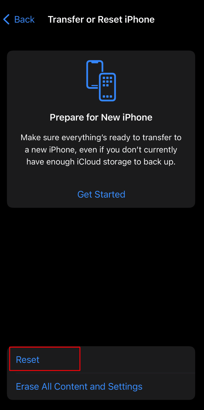 tap on reset