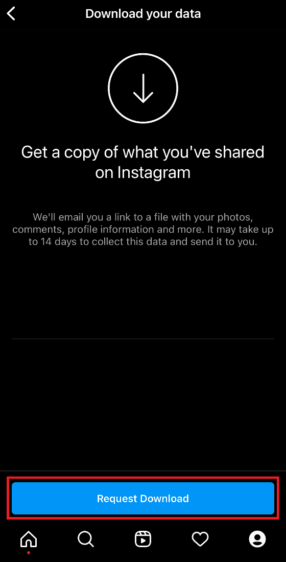 Tap on Request Download | How to Listen to Instagram Voice Message