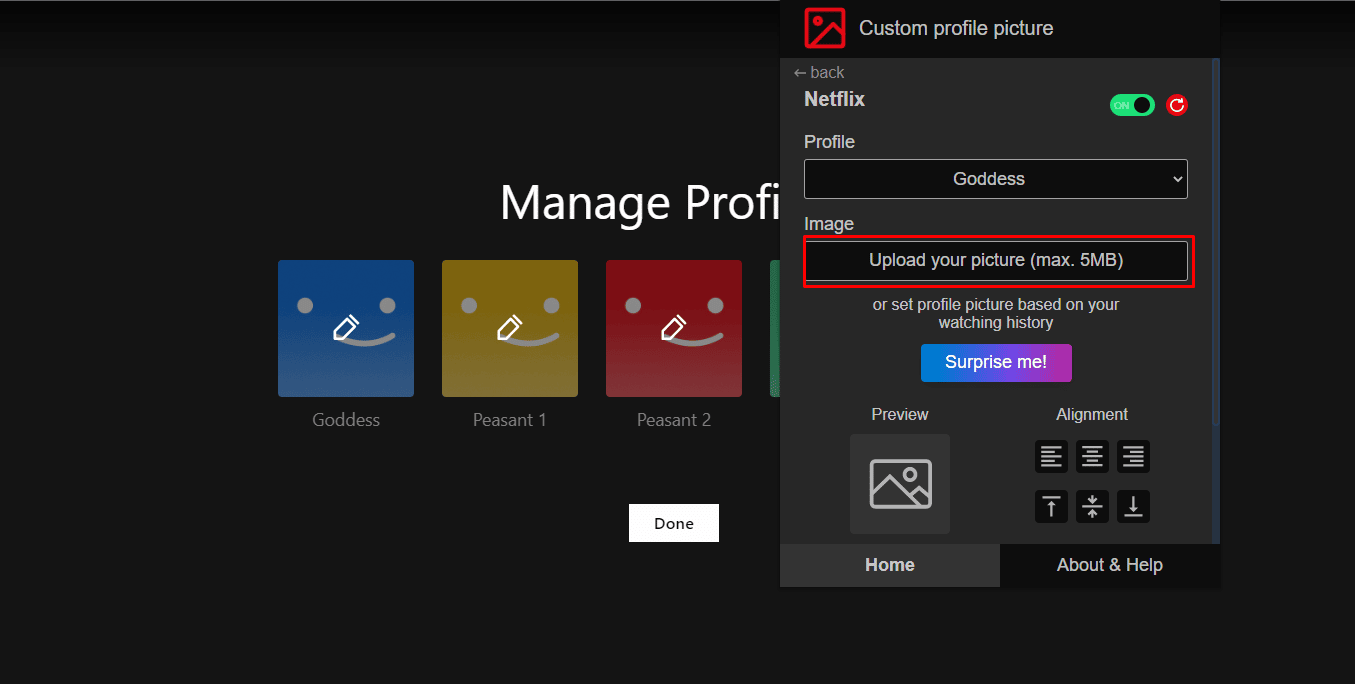 Upload your picture (max. 5MB) | How to Set a Custom Profile Picture on Netflix