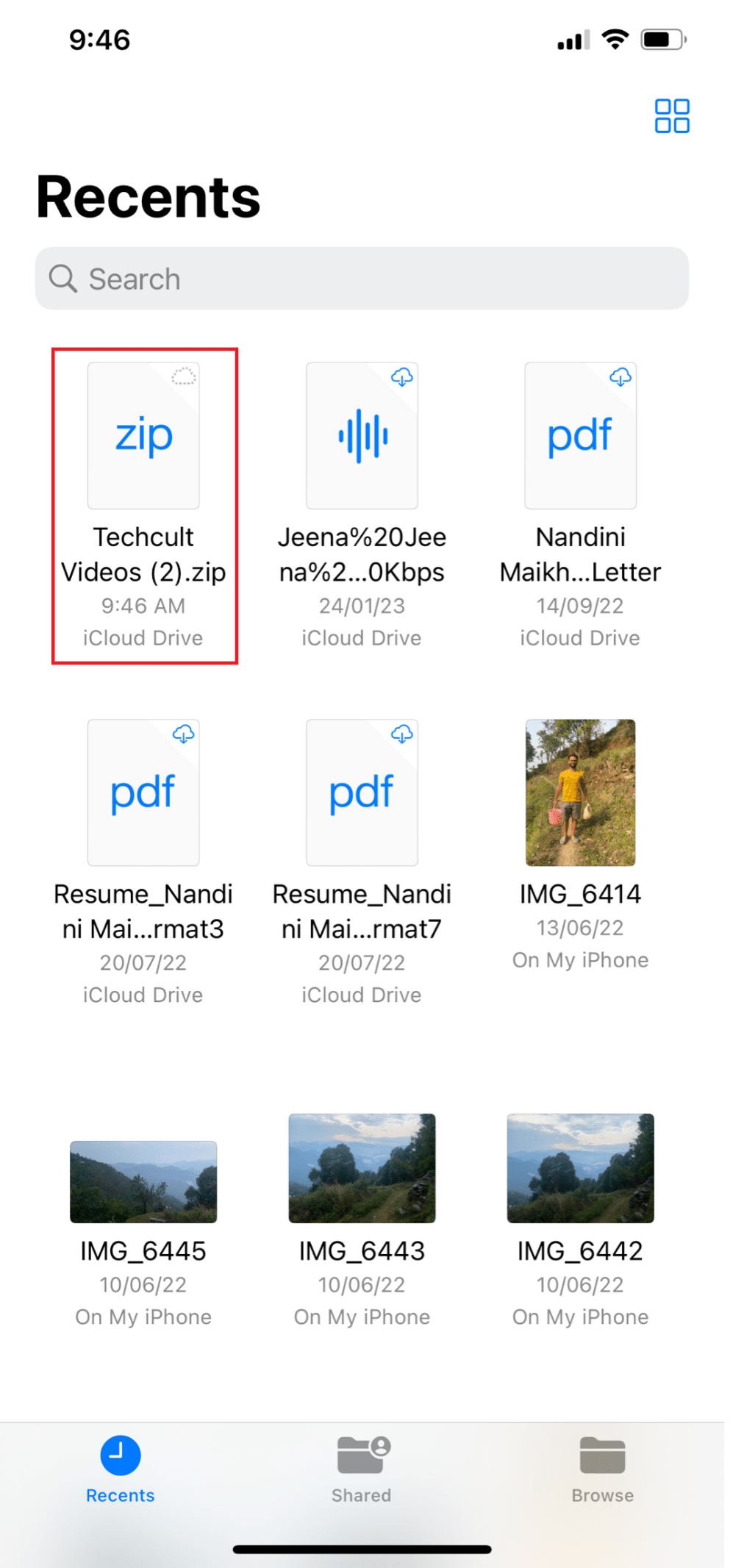 Tap on the ZIP file to open it
