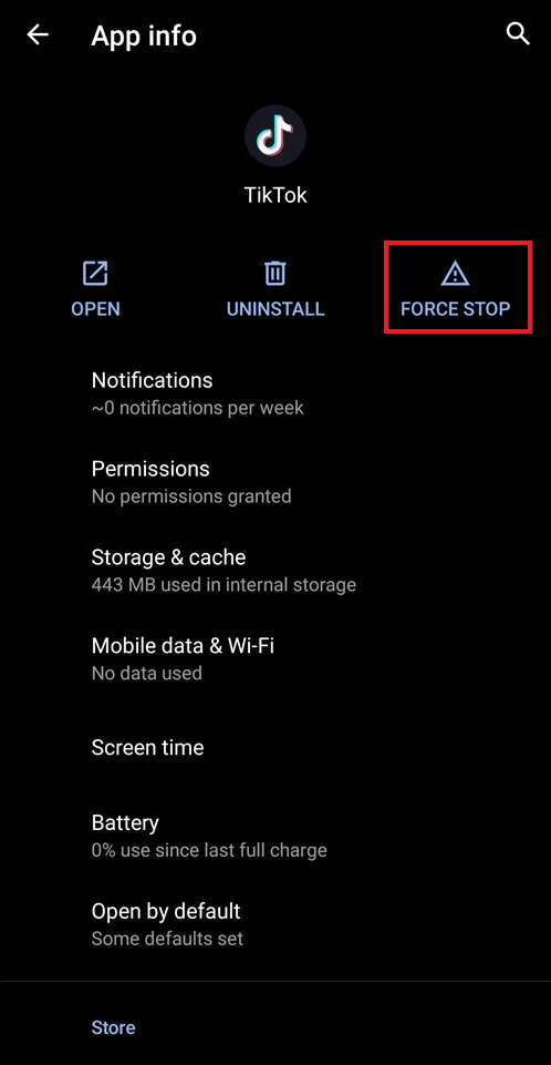 Tap on Force stop to stop tiktok | How to Fix TikTok Error 2433