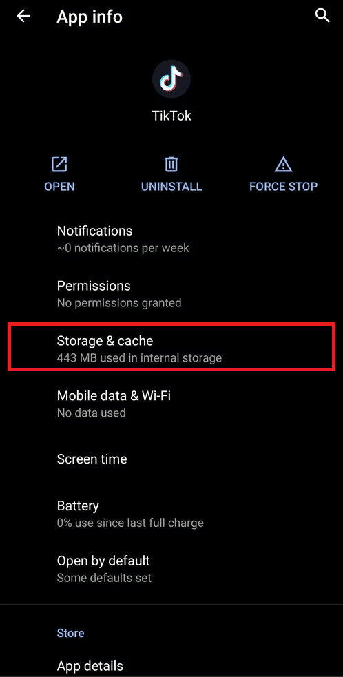 tap on storage and cache