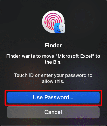 tap on use password. How to Remove apps from Launchpad