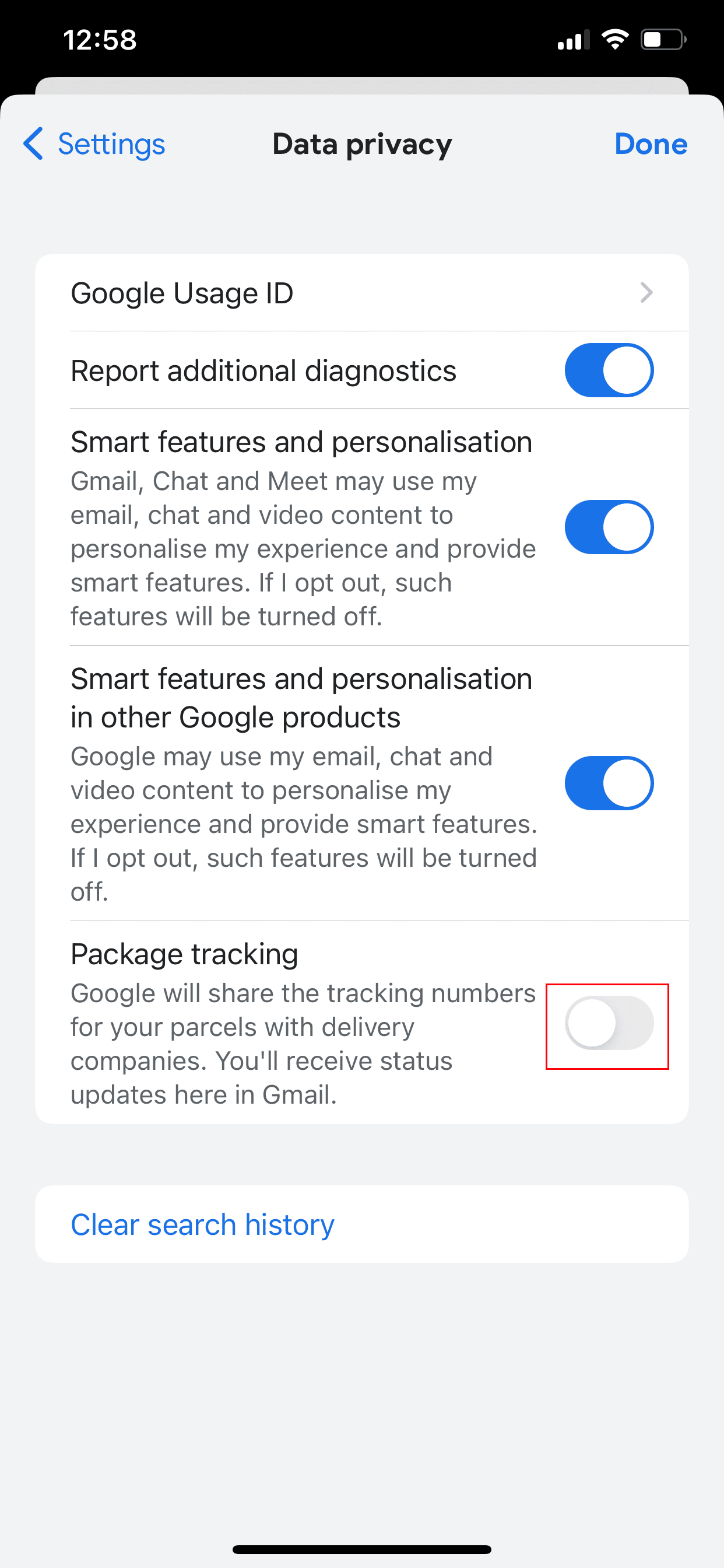 toggle on button iphone | How to Enable and Use Package Tracking in Gmail App