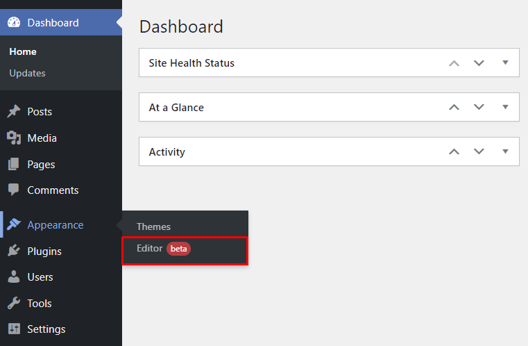 Opening the beta version of Site Editor