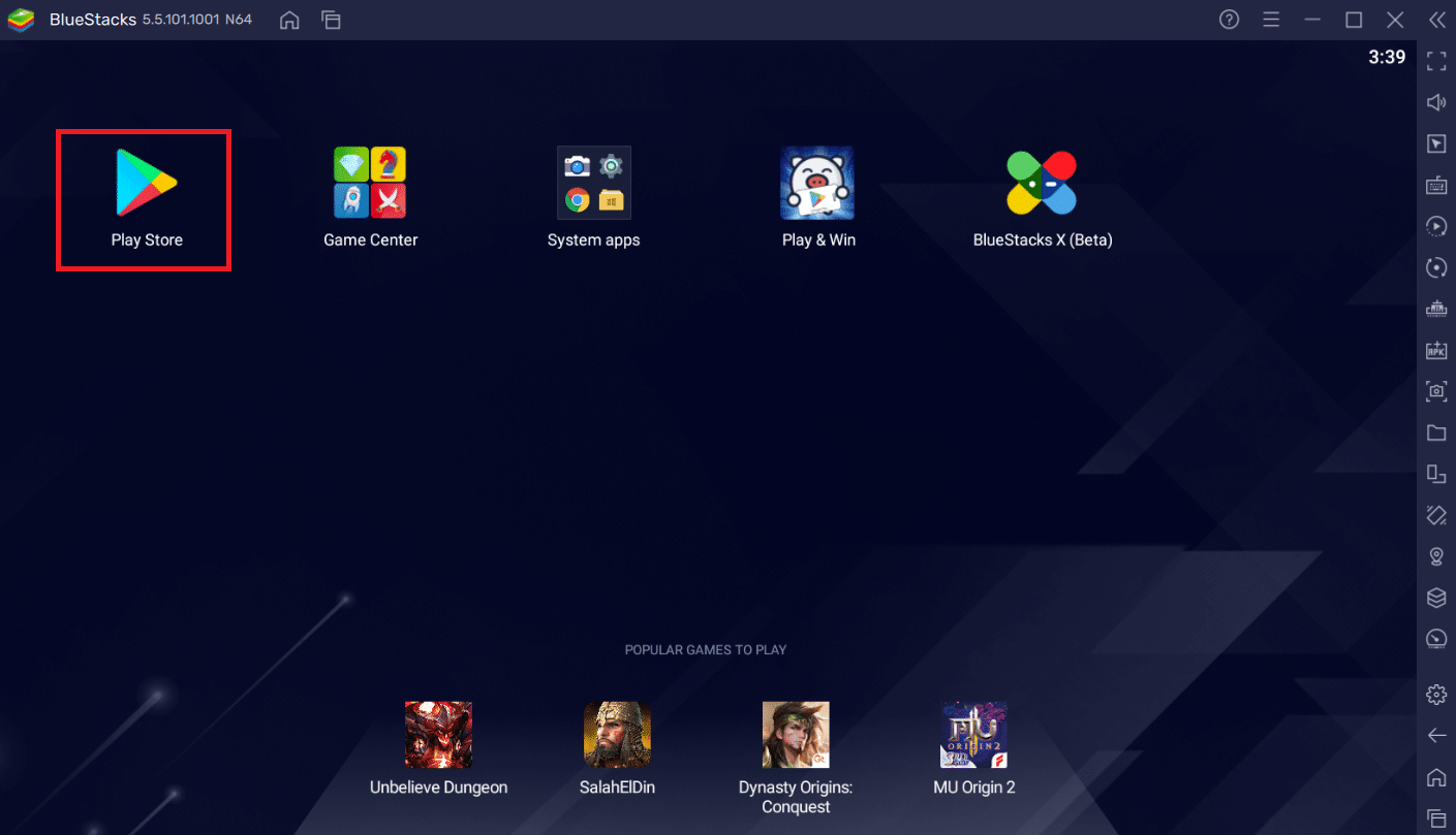 Play Store app icon in the Bluestacks home screen | How to See Archived Posts on Instagram Desktop