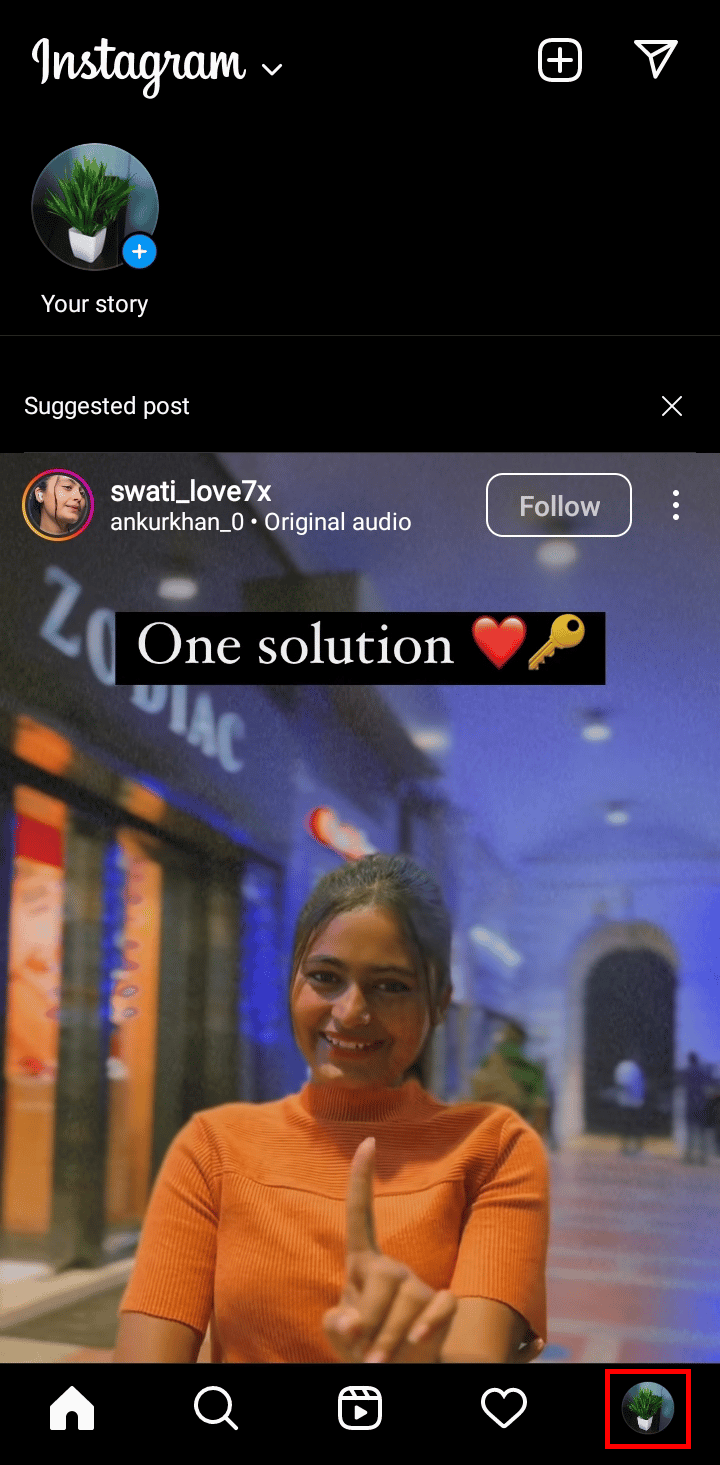 Tap on the profile icon at the bottom-right corner of the screen.