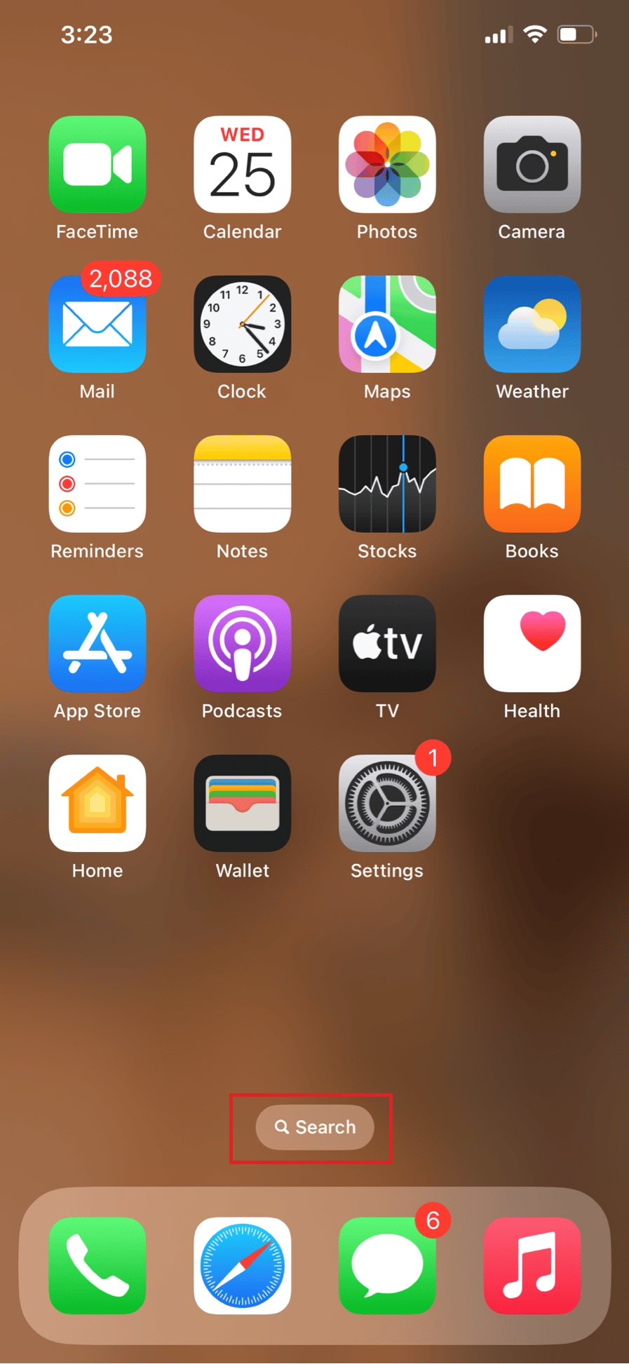 tap on the search option on iphone