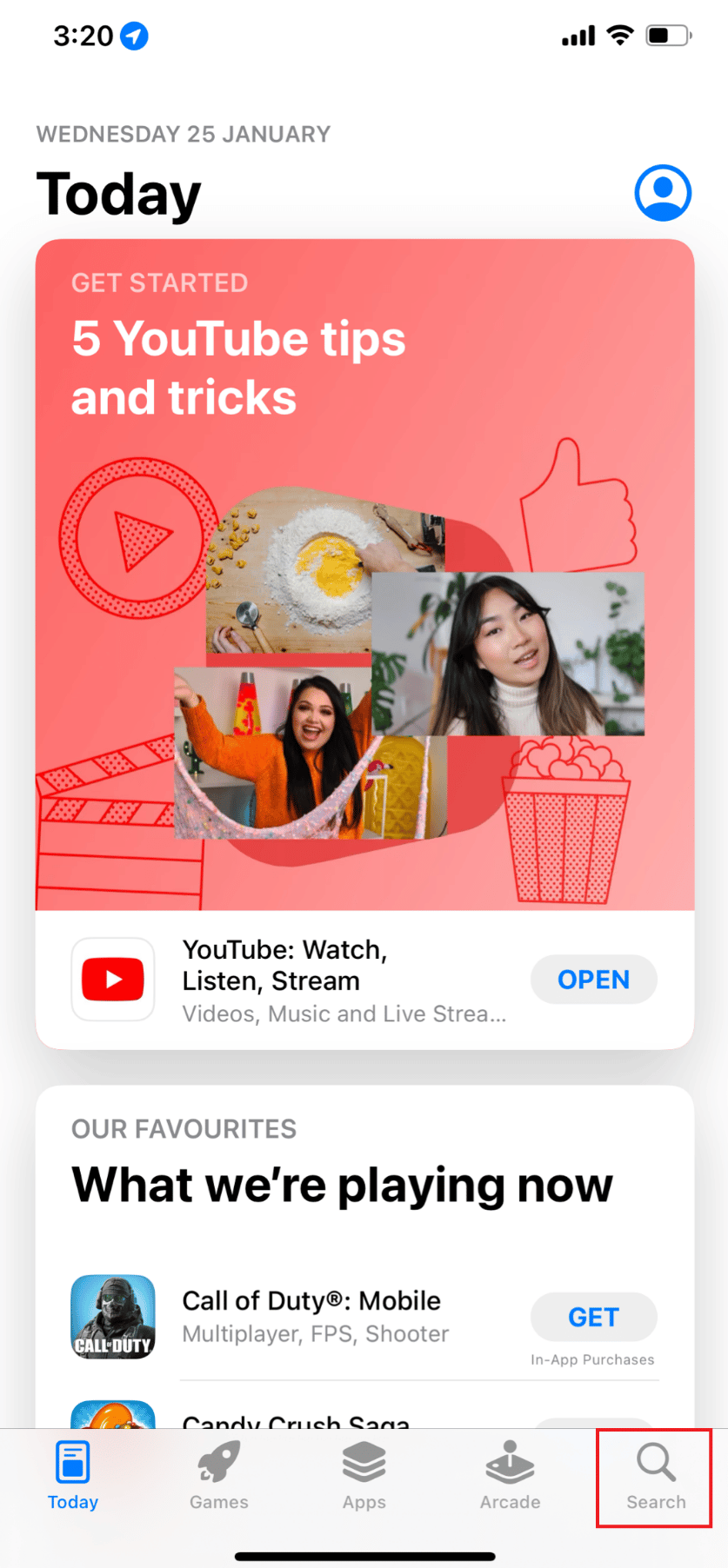 tap on the search icon and search for the missing app using the search bar | can’t find app on iPhone