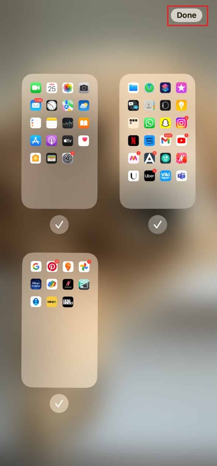 Tap on the home screen pages to select them and then tap on Done. | apps disappeared from iPhone home screen iOS 14