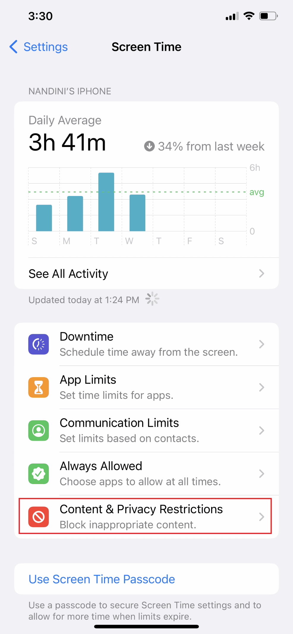 enable Content & Privacy Restrictions