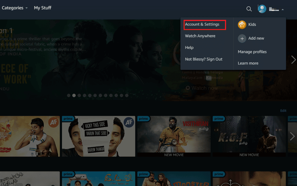 click on the Account & Settings option