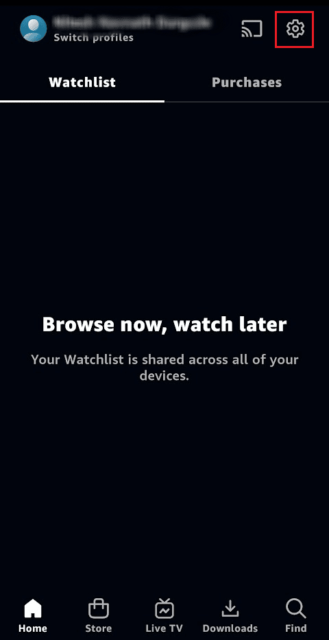 tap on the Settings gear icon | How to Cancel Amazon Prime Video