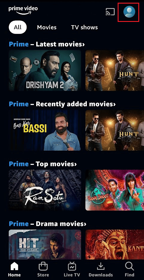 Tap on the Profile icon from the top right corner