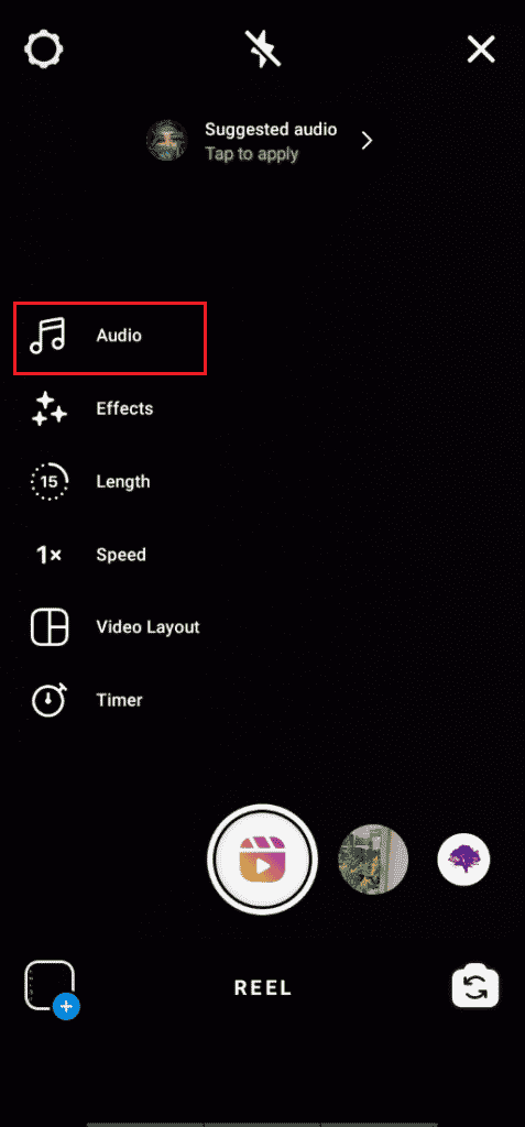 Tap on the Audio option from the left pane of editing options and select the desired audio track | How to Reverse Audio on Instagram