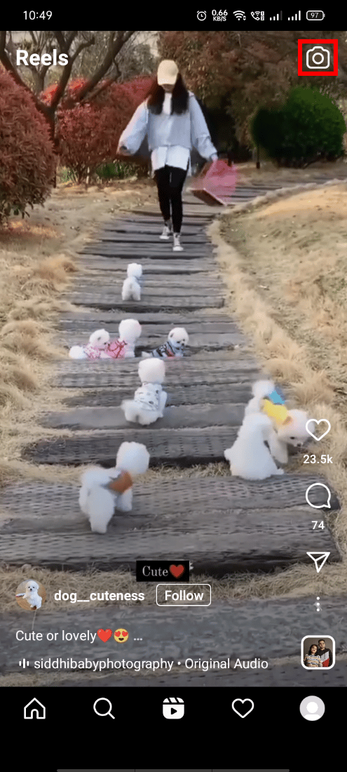 Tap on the camera icon on the top right corner.