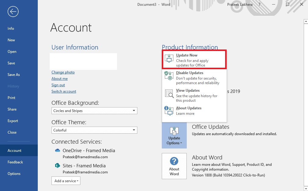 click on Update now. 12 Ways to Fix Unreadable Content in Microsoft Word