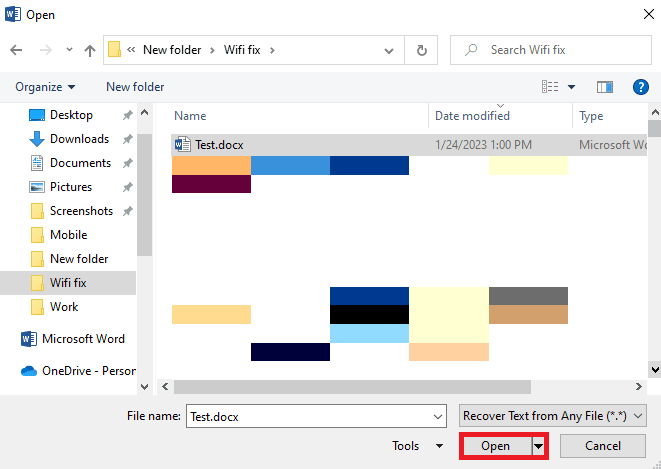 click the Open option. 12 Ways to Fix Unreadable Content in Microsoft Word