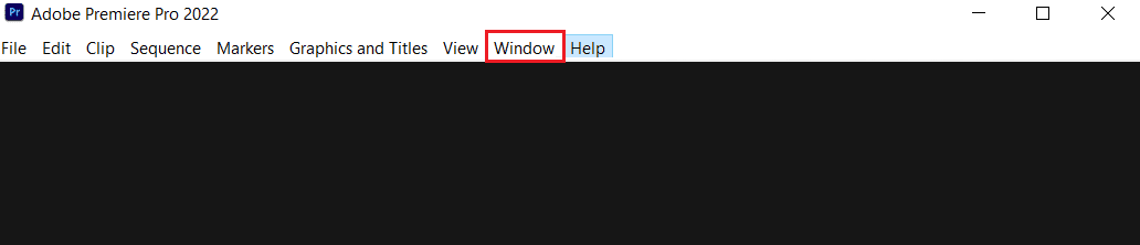 select Window menu in Adobe premiere pro