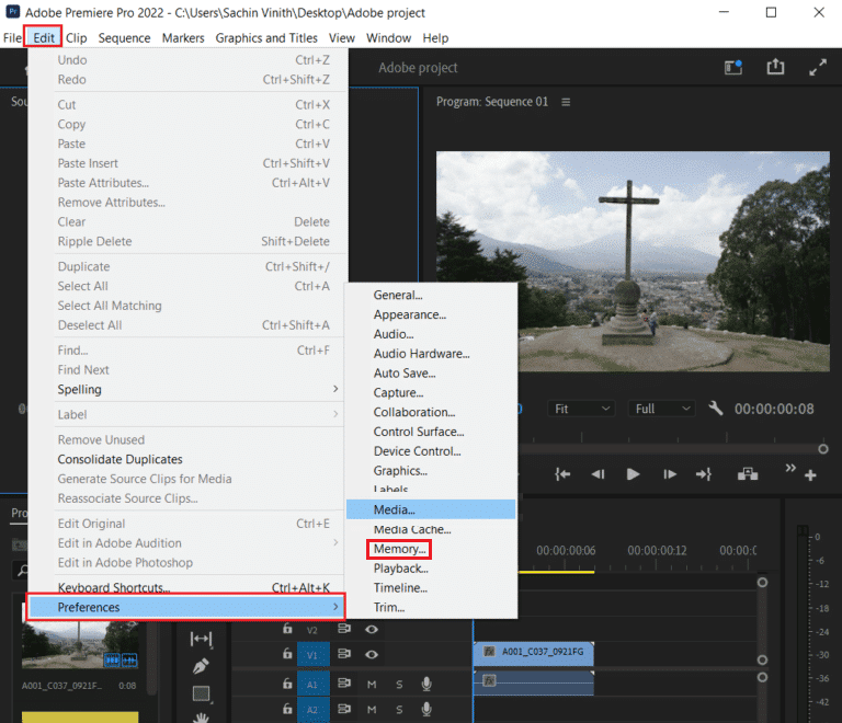 edit preferences adobe premiere pro