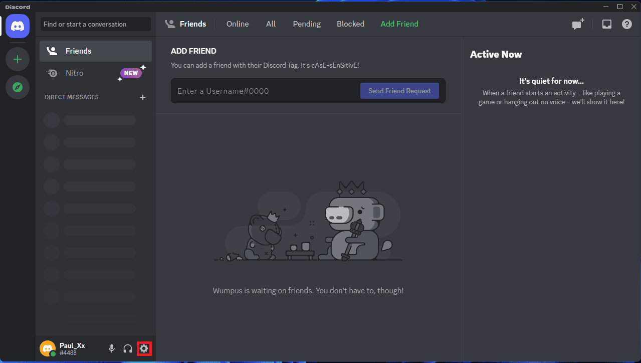 Click on the gear icon to go to the Discord settings menu. Fix Discord Search Not Working on PC