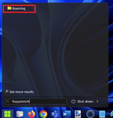 Click on the %appdata% or the Roaming folder