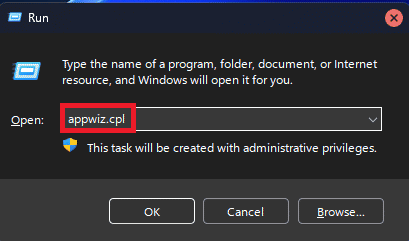 type in appwiz.cpl to go to the Programs and Features