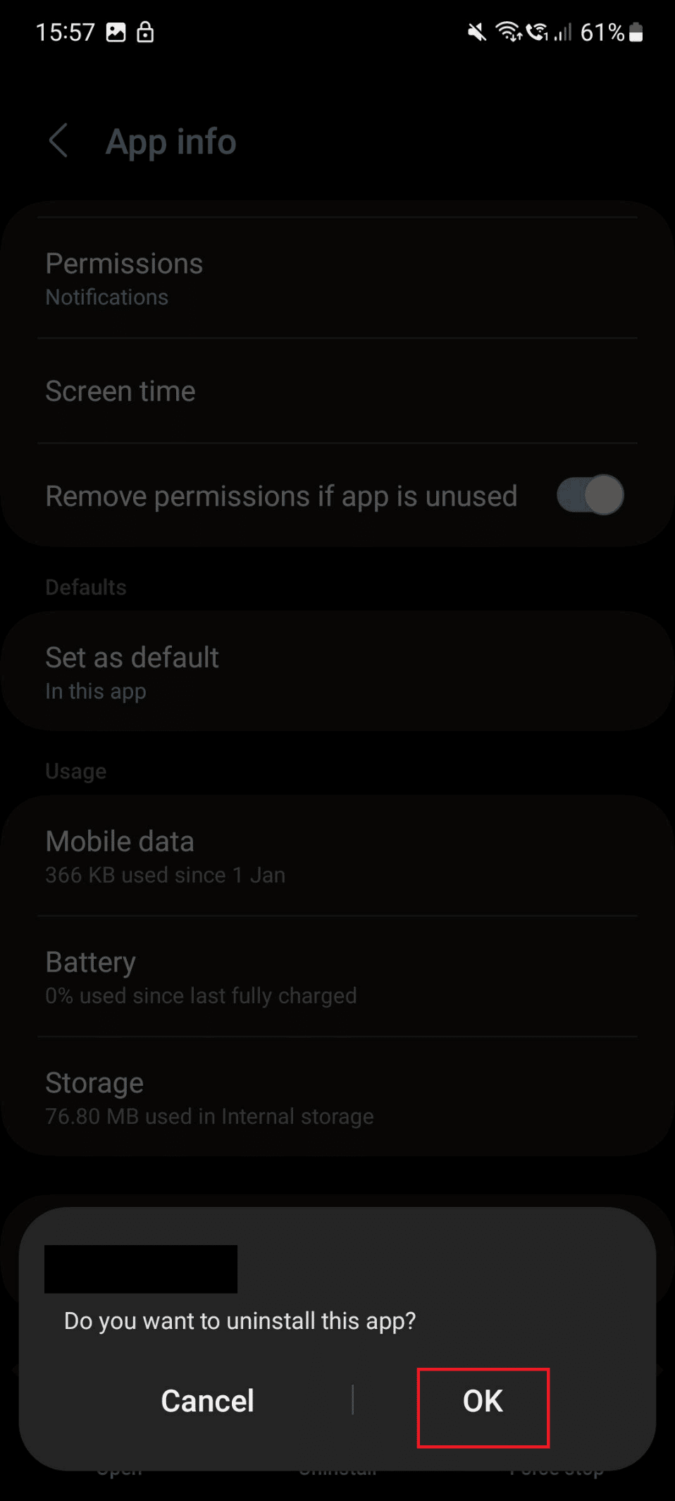 OK for uninstall
