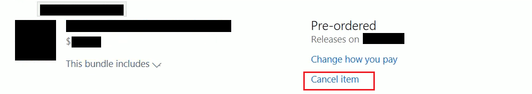 Click on Cancel item | How to Cancel Xbox Pre Order