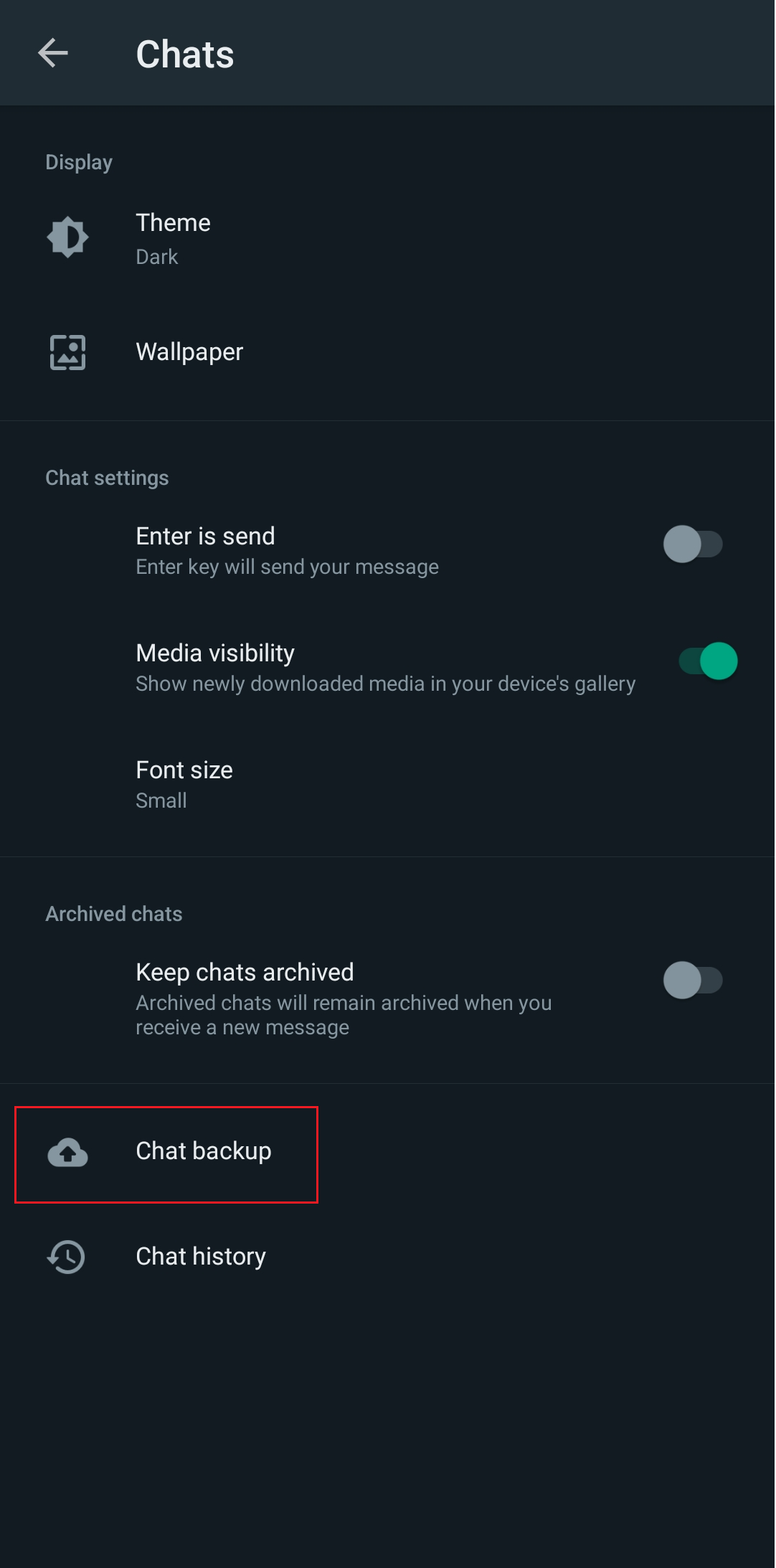 Chat backup option