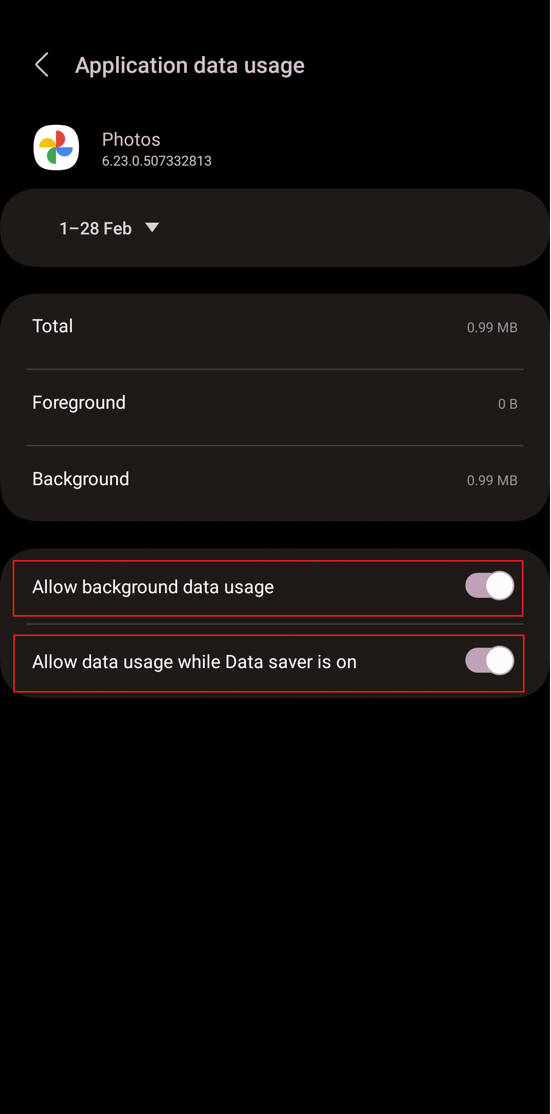 Allow background data usage.and Allow data usage while Data saver is on | Fix WhatsApp Photos Not Backing Up to Google Photos on Android