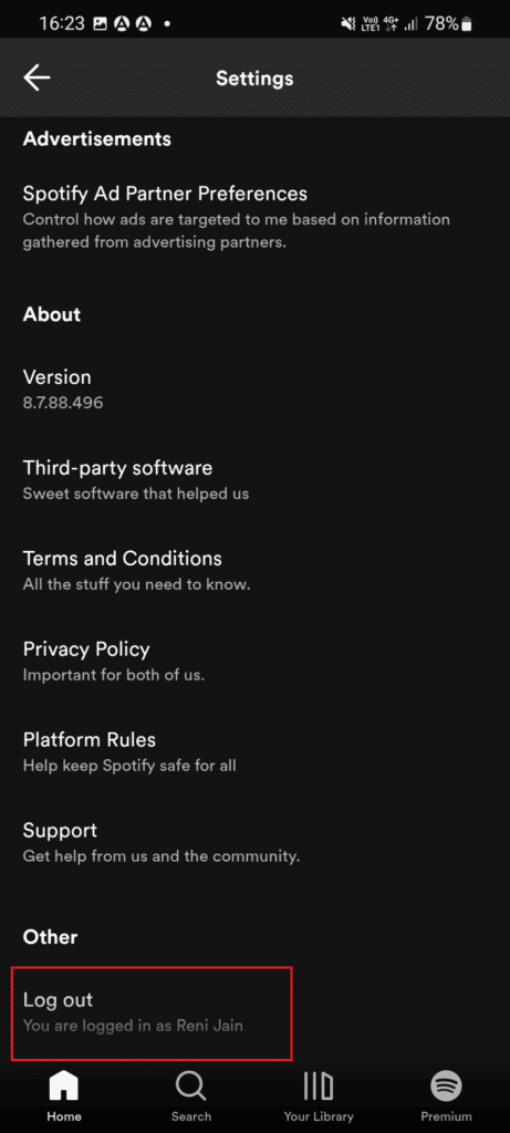 Tap on Log out