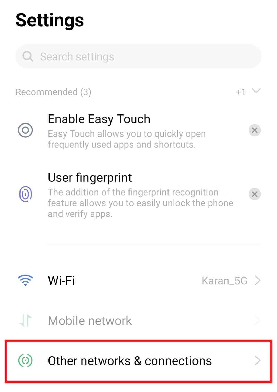 Select Other networks and connections. Fix No Sound on Spotify on Android