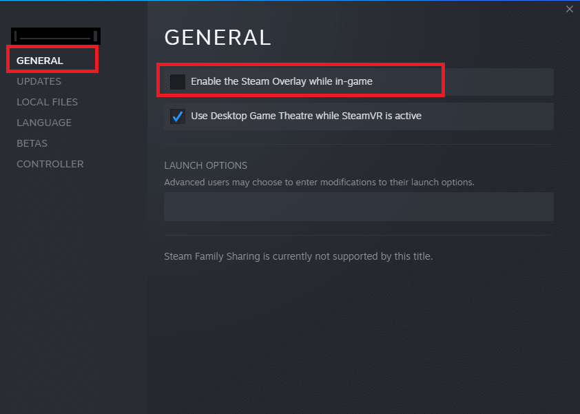 uncheck the box containing Enable the Steam Overlay while in-game.