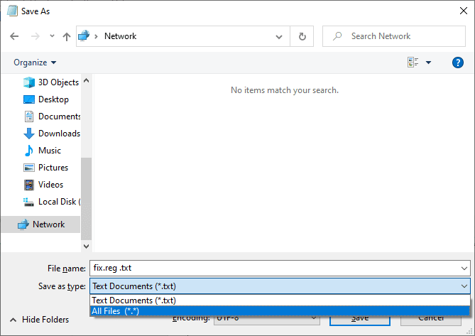 Save the file as fix.reg and select All files as file types. 11 Ways to Fix Apex Legends Engine Error 0x887a0006