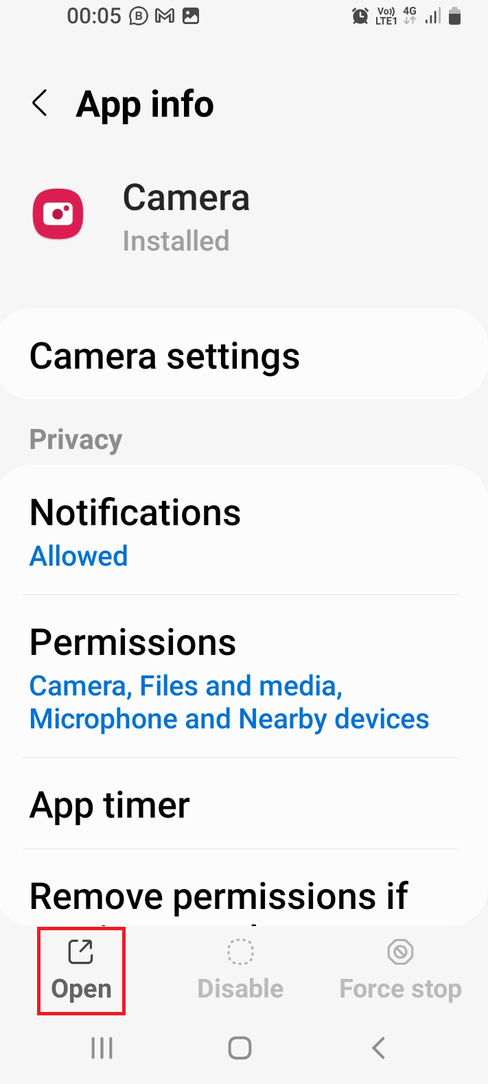 tap on the Open option 