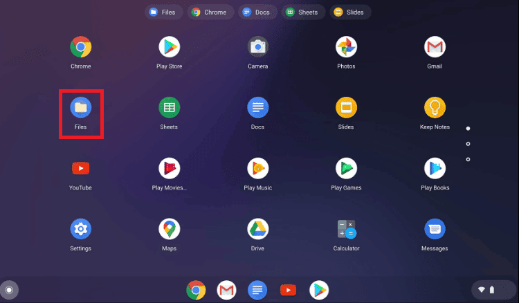 Open the Files folder on your Chromebook | How to Screen Record Chromebook