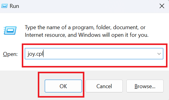 joy.cpl on run dialog box