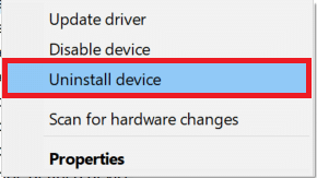 Click on Uninstall device