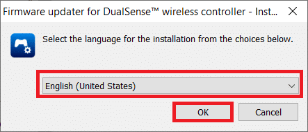 Select the preferred language and click on OK