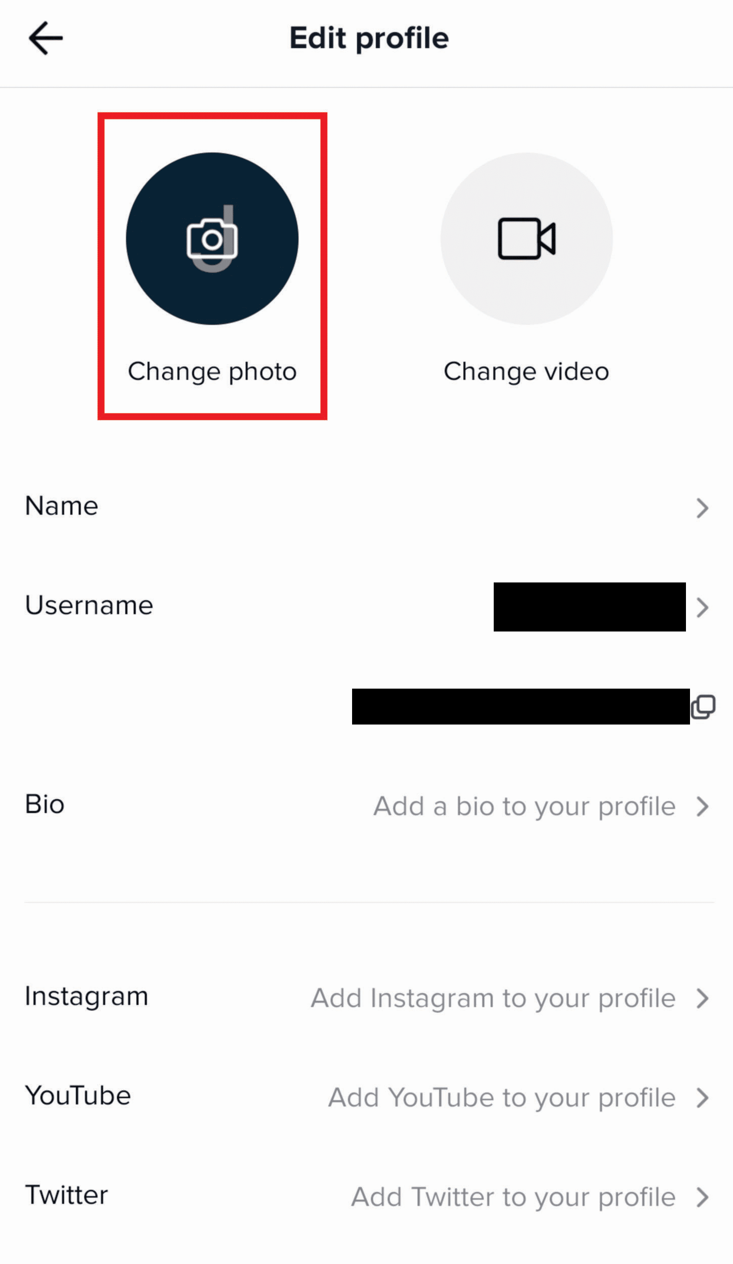 tap on Change photo