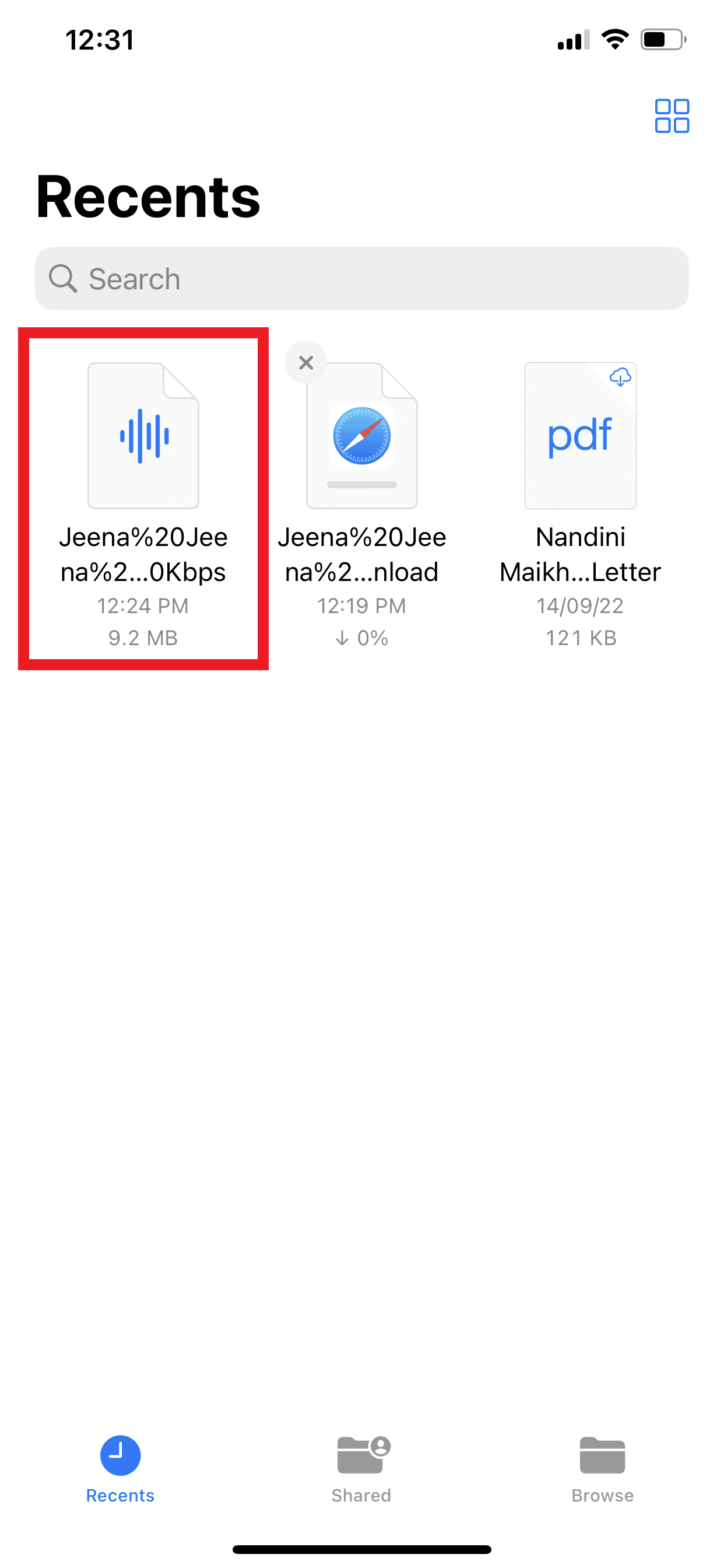 Open File Manager and tap and hold on the mp3 song