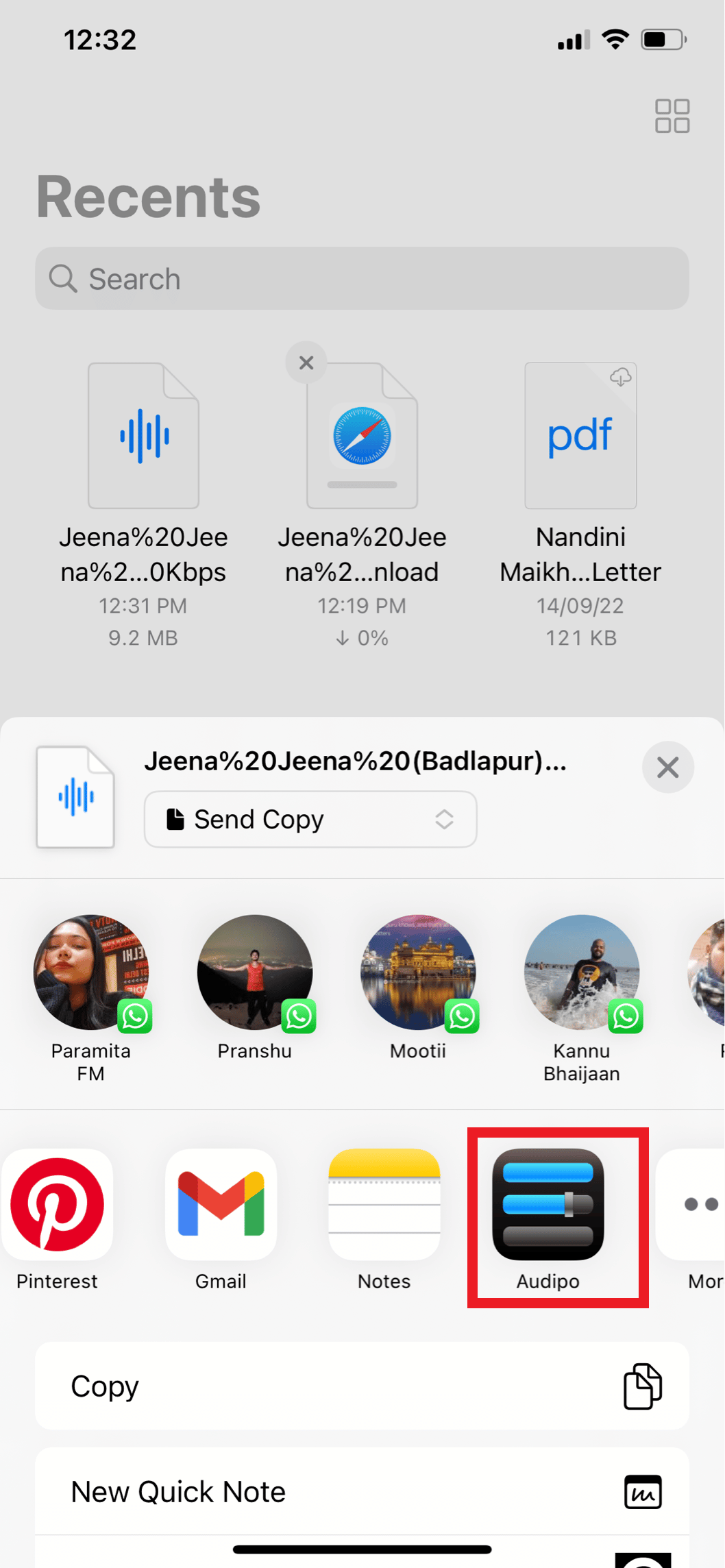 Tap on Audipo