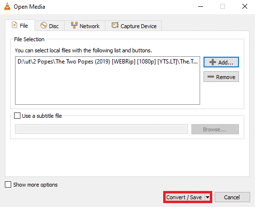 Click on Convert/Save